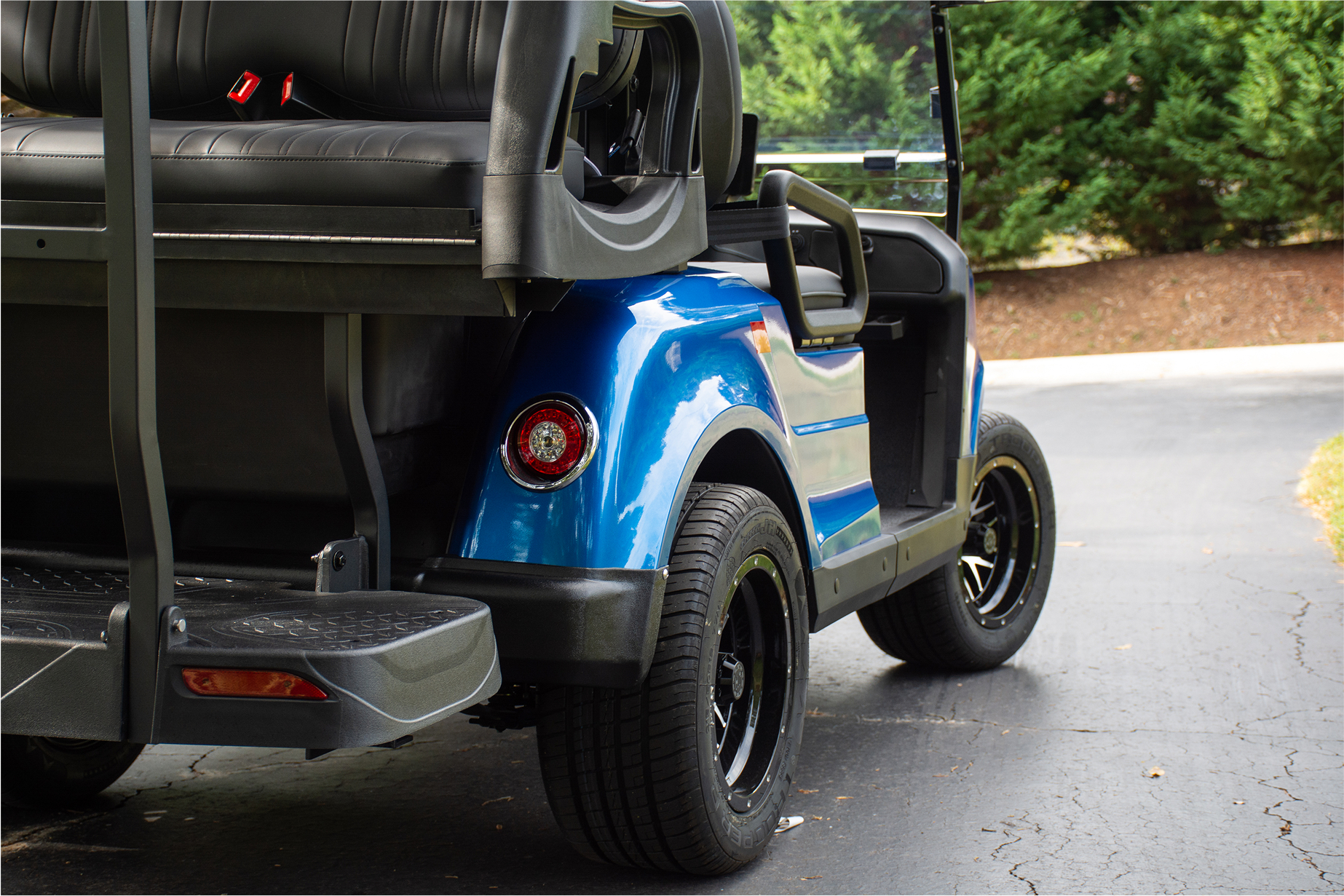 Blue Capella golf cart rear view